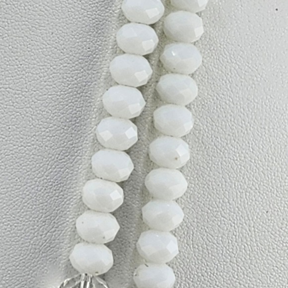 Ali Khan Double Strand Faceted Crystal Beads Necklace White Gray Sparkle - Picture 4 of 6